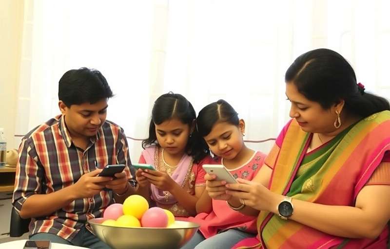 Garam Masala Expedition Family Gameplay Indian family playing Garam Masala Expedition together on their mobile devices, showing multi-generational appeal